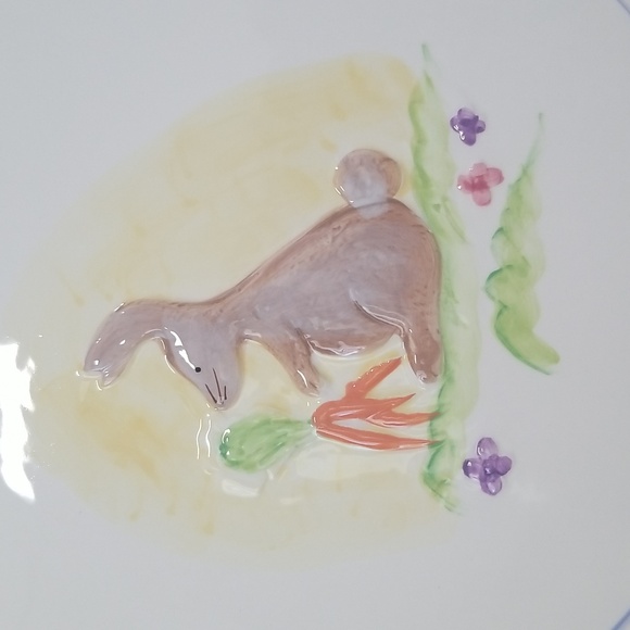 Cottage Core Hand Painted Rabbit Bunny Platter By Style Eye Baum Bros - Picture 4 of 11